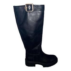 Coach Lilli Black Leather Tall Knee-High Riding Boots Size 7.5 New